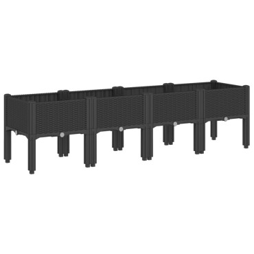 vidaXL Ζαρντινιέρα Κήπου με Πόδια Μαύρη 160x40x42 εκ. Πολυπροπυλένιο