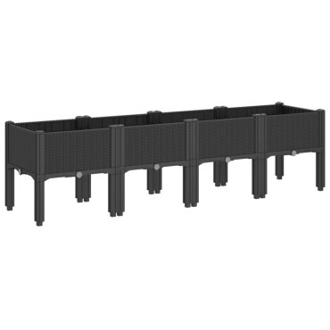 vidaXL Ζαρντινιέρα Κήπου με Πόδια Μαύρη 160x40x42 εκ. Πολυπροπυλένιο