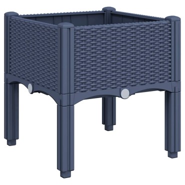 vidaXL Ζαρντινιέρα Κήπου με Πόδια Μπλε Γκρι 40x40x42 εκ. από Πολυπροπυλένιο