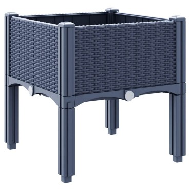 vidaXL Ζαρντινιέρα Κήπου με Πόδια Μπλε Γκρι 40x40x42 εκ. από Πολυπροπυλένιο