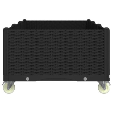vidaXL Ζαρντινιέρα Κήπου με Ροδάκια Μαύρο 150x80x54εκ. Πολυπροπυλένιο