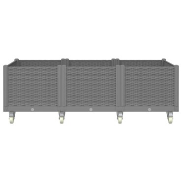 vidaXL Ζαρντινιέρα Κήπου με Ροδάκια Αν.Γκρι 150x80x54εκ Πολυπροπυλένιο