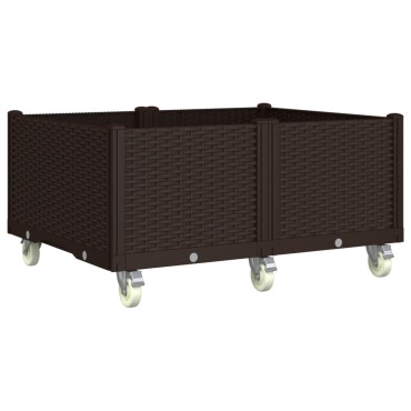 vidaXL Ζαρντινιέρα Κήπου με Ροδάκια Καφέ 100x80x54εκ. Πολυπροπυλένιο