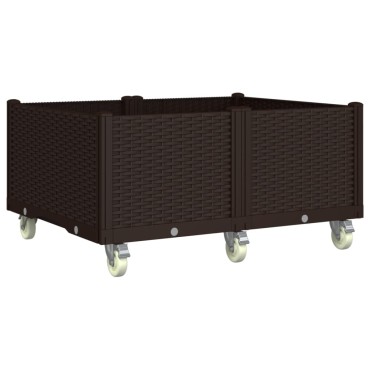 vidaXL Ζαρντινιέρα Κήπου με Ροδάκια Καφέ 100x80x54εκ. Πολυπροπυλένιο