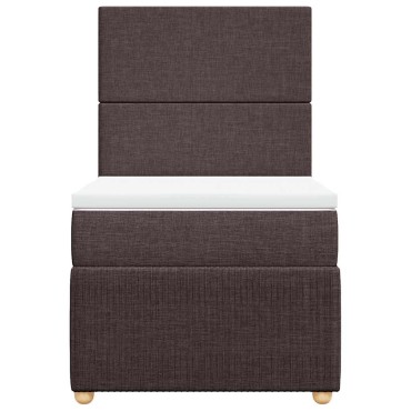 vidaXL Κρεβάτι Boxspring με Στρώμα Σκούρο Καφέ 80x200 εκ. Υφασμάτινο