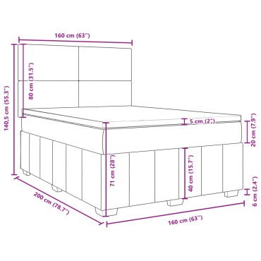 vidaXL Κρεβάτι Boxspring με Στρώμα Σκούρο Καφέ 160x200 εκ Υφασμάτινο