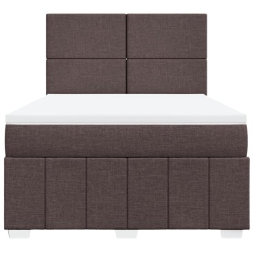 vidaXL Κρεβάτι Boxspring με Στρώμα Σκούρο Καφέ 160x200 εκ Υφασμάτινο