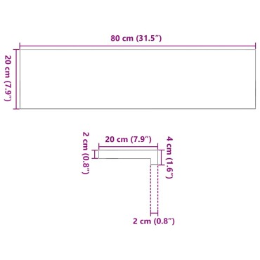 vidaXL Περβάζια παραθύρων 2 τεμ. 80x20x2 εκ. Ακατέργαστο Μασίφ Δρυός