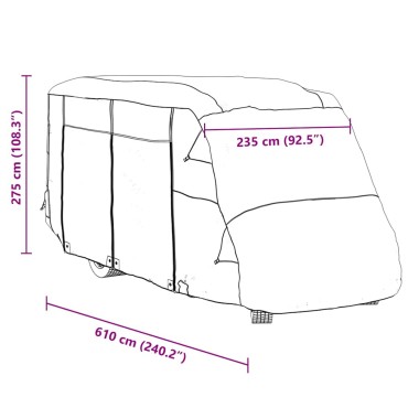 vidaXL Καλύμματα αυτοκινούμενων γκρι 610x235x275 cm μη υφασμένο ύφασμα