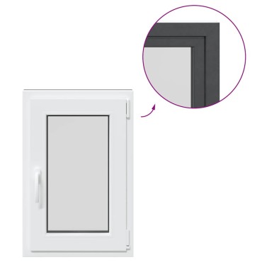 vidaXL Παράθυρο Υπογείου "RISOR" 50x75 εκ. Ανακλινόμενο & Περιστρεφόμενο DIN Δεξί Ανθρακί
