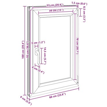 vidaXL Παράθυρο Υπογείου "RISOR" 60x100 εκ. Ανακλινόμενο & Περιστρεφόμενο DIN Δεξί Ανθρακί