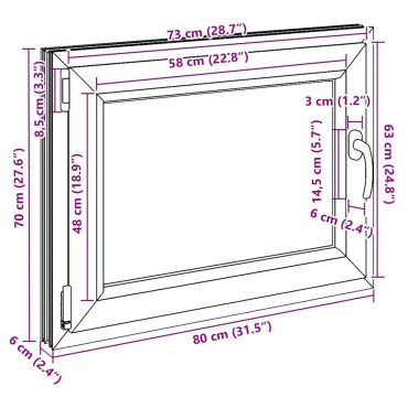vidaXL Παράθυρο Υπογείου "RISOR" 80x70 εκ. Ανακλινόμενο & Περιστρεφόμενο DIN Αριστερό Ανθρακί