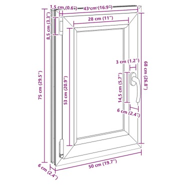 vidaXL Παράθυρο Υπογείου "RISOR" 50x75 εκ. Ανακλινόμενο & Περιστρεφόμενο DIN Αριστερό Ανθρακί