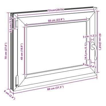 vidaXL Παράθυρο Υπογείου "RISOR" 80x70 εκ. Ανακλινόμενο & Περιστρεφόμενο DIN Αριστερό Ανθρακί