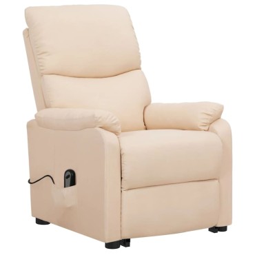 vidaXL Πολυθρόνα με Ανύψωση Κρεμ Υφασμάτινη 67x88,5x106,5cm 1 τεμ.