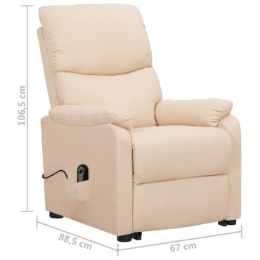vidaXL Πολυθρόνα με Ανύψωση Κρεμ Υφασμάτινη 67x88,5x106,5cm 1 τεμ.