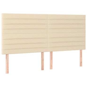 vidaXL Κρεβάτι Boxspring με Στρώμα Κρεμ 200x200 εκ. Υφασμάτινο