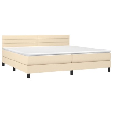 vidaXL Κρεβάτι Boxspring με Στρώμα Κρεμ 200x200 εκ. Υφασμάτινο