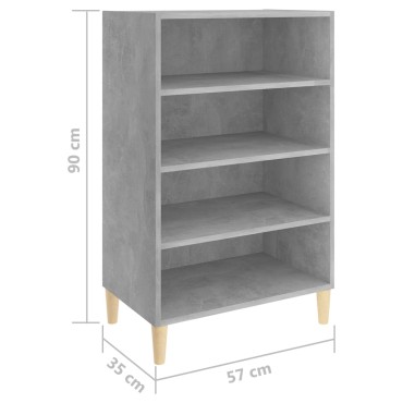 vidaXL Ραφιέρα Γκρι Σκυροδέματος 57x35x90cm από Επεξ. Ξύλο 1 τεμ.
