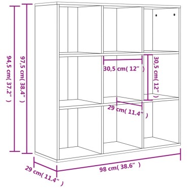 vidaXL Βιβλιοθήκη Χρώμα Sonoma Δρυς 98x29x97,5cm Επεξεργασμένο Ξύλο 1 τεμ.