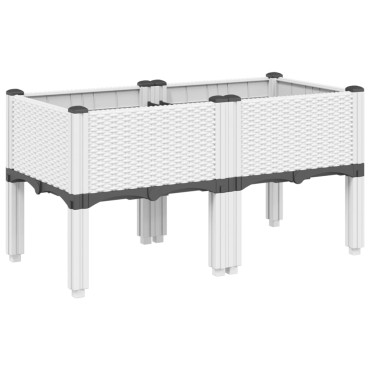 vidaXL Ζαρντινιέρα Κήπου με Πόδια Λευκή 80x40x42 εκ. Πολυπροπυλένιο