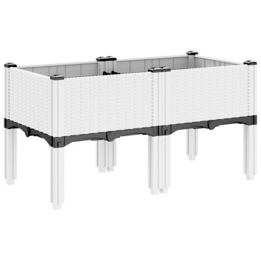 vidaXL Ζαρντινιέρα Κήπου με Πόδια Λευκή 80x40x42 εκ. Πολυπροπυλένιο