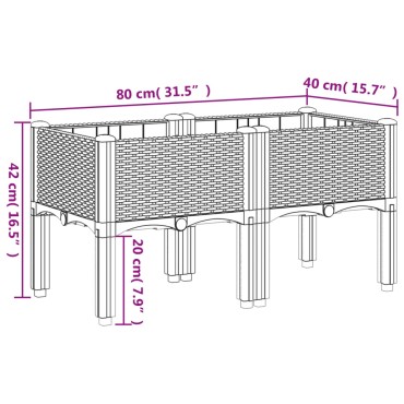 vidaXL Ζαρντινιέρα Κήπου με Πόδια Λευκή 80x40x42 εκ. Πολυπροπυλένιο