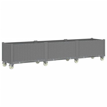 vidaXL Ζαρντινιέρα Κήπου με Ροδάκια Αν.Γκρι 240x50x54εκ Πολυπροπυλένιο