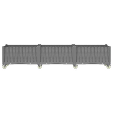 vidaXL Ζαρντινιέρα Κήπου με Ροδάκια Αν.Γκρι 240x50x54εκ Πολυπροπυλένιο