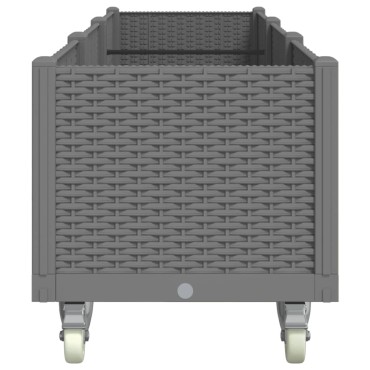 vidaXL Ζαρντινιέρα Κήπου με Ροδάκια Αν.Γκρι 240x50x54εκ Πολυπροπυλένιο