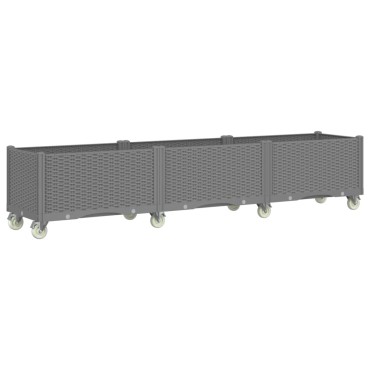 vidaXL Ζαρντινιέρα Κήπου με Ροδάκια Αν.Γκρι 240x50x54εκ Πολυπροπυλένιο