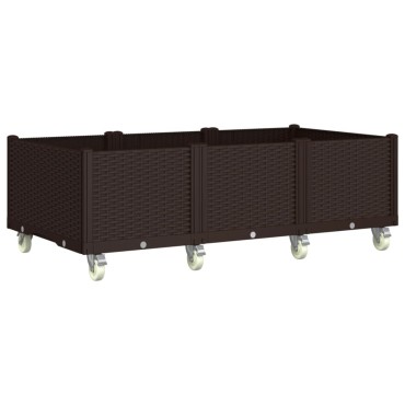 vidaXL Ζαρντινιέρα Κήπου με Ροδάκια Καφέ 150x80x54εκ. Πολυπροπυλένιο