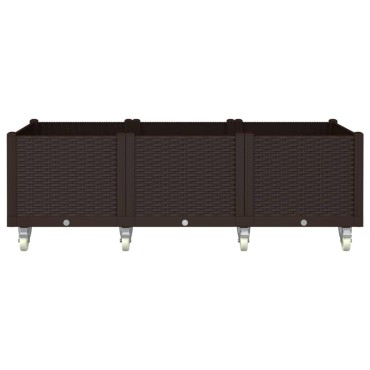 vidaXL Ζαρντινιέρα Κήπου με Ροδάκια Καφέ 150x80x54εκ. Πολυπροπυλένιο