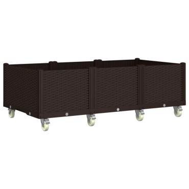 vidaXL Ζαρντινιέρα Κήπου με Ροδάκια Καφέ 150x80x54εκ. Πολυπροπυλένιο