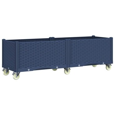 vidaXL Ζαρντινιέρα Κήπου με Πόδια Μπλε Γκρι 160x50x54 εκ. Πολυπροπυλένιο