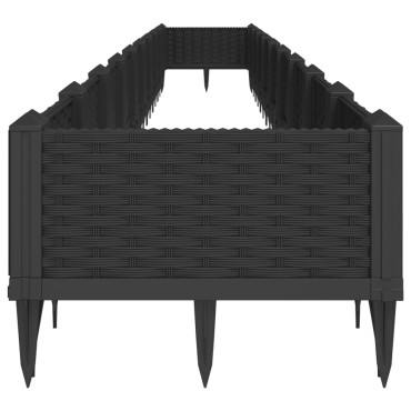 vidaXL Ζαρντινιέρα με Πασσάλους Μαύρη 362,5x42,5x28,5εκ Πολυπροπυλένιο