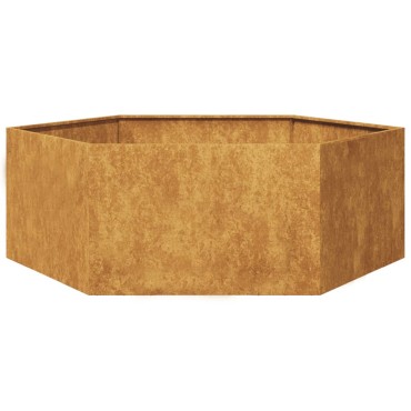 vidaXL Ζαρντινιέρα Κήπου Εξάγωνη 138x120x45 εκ. Χάλυβας καιρού