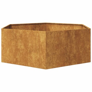 vidaXL Ζαρντινιέρα Κήπου Εξάγωνη 138x120x45 εκ. Χάλυβας καιρού