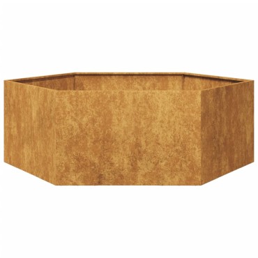 vidaXL Ζαρντινιέρα Κήπου Εξάγωνη 138x120x45 εκ. Χάλυβας καιρού