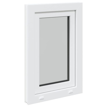 vidaXL Παράθυρο Υπογείου "RISOR" 50x75 εκ. Ανακλινόμενο & Περιστρεφόμενο DIN Αριστερά Λευκό