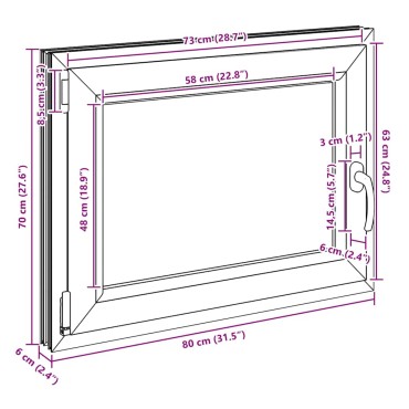 vidaXL Παράθυρο Υπογείου "RISOR" 80x70 εκ. Ανακλινόμενο & Περιστρεφόμενο DIN Αριστερά Λευκό