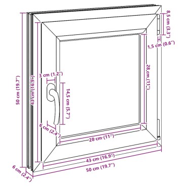 vidaXL Παράθυρο Υπογείου "RISOR" 50x50 εκ. Ανακλινόμενο & Περιστρεφόμενο DIN Δεξί Ανθρακί