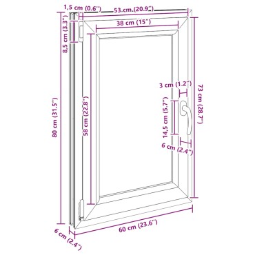 vidaXL Παράθυρο Υπογείου "RISOR" 60x80 εκ. Ανακλινόμενο & Περιστρεφόμενο DIN Αριστερό Ανθρακί