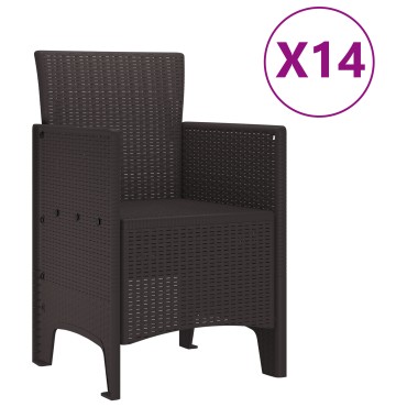 vidaXL 15 Τεμάχιο Σετ Τραπεζαρίας Κήπου Καφέ Πολυ Ρατάν