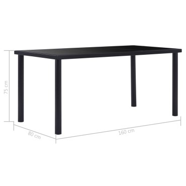vidaXL Τραπεζαρία Μαύρη 160x80x75cm από Ψημένο Γυαλί 1 τεμ.