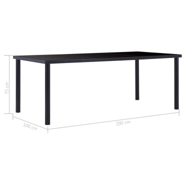 vidaXL Τραπεζαρία Μαύρη 200x100x75cm από Ψημένο Γυαλί 1 τεμ.