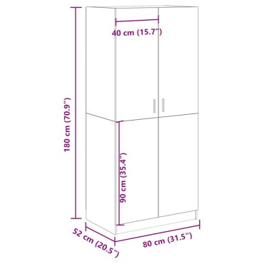 vidaXL Ντουλάπα Παλιό Ξύλο 80x52x180cm από Μοριοσανίδα 1 τεμ.