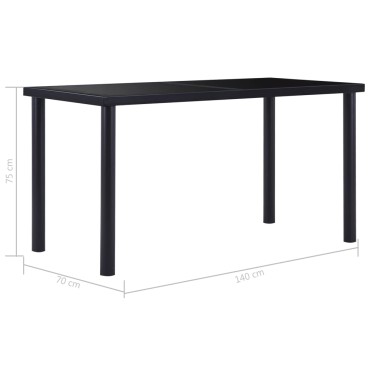 vidaXL Τραπεζαρία Μαύρη 140x70x75cm από Ψημένο Γυαλί 1 τεμ.