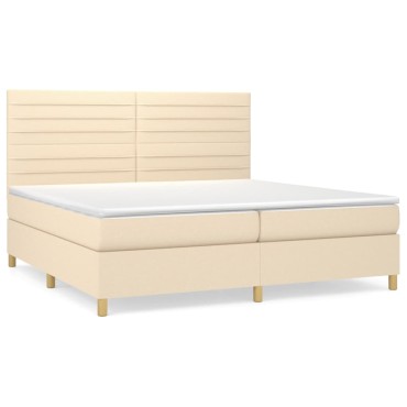 vidaXL Κρεβάτι Boxspring με Στρώμα Κρεμ 200x200 εκ. Υφασμάτινο
