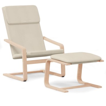 vidaXL Πολυθρόνα Relax Κρεμ Υφασμάτινη με Υποπόδιο 59x82x98cm 1 τεμ.